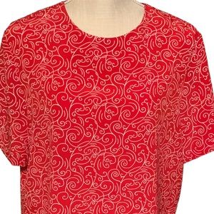 Orvis Women’s Top Blouse Shirt Size 14 Red White Christmas